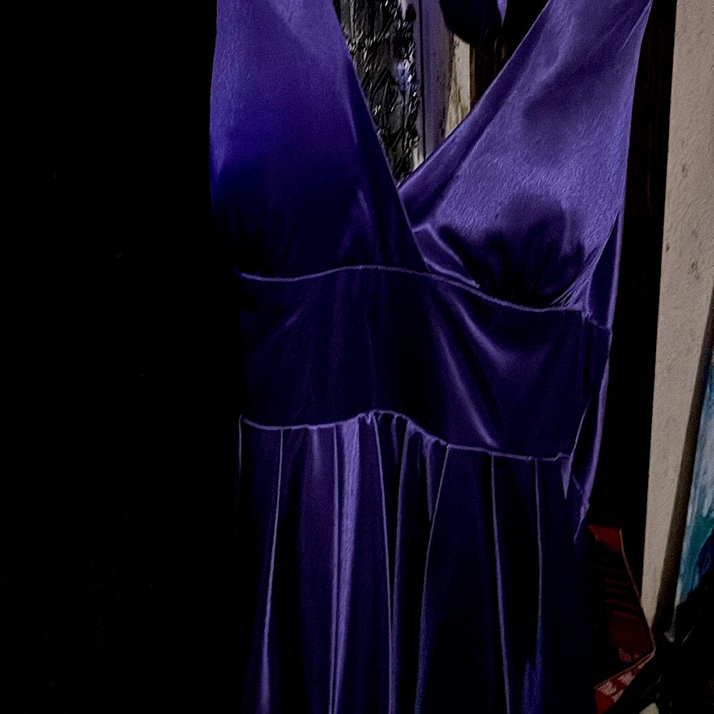 Purple satin 100%polyester dress size:s
